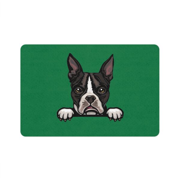 Boston Terrier Dog Feeding Mat (12x18) - Dark Green