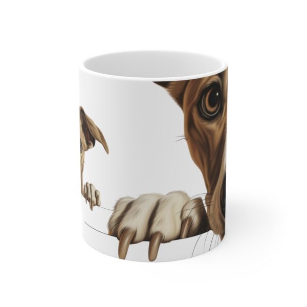 Whippet 11oz white ceramic mug exudes a cozy and warm vibe. - Image 2