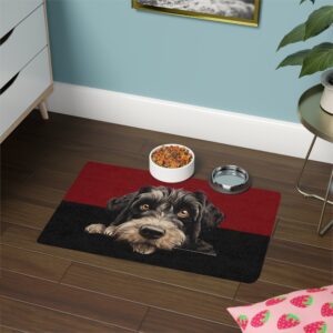 Giant Schnauzer Dog Food Mat (12x18)  -Garnet/Black
