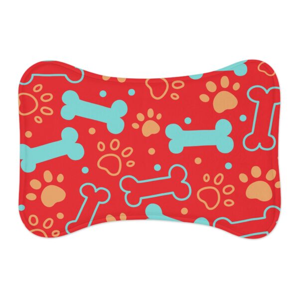 Colorful Pet Feeding Mats with Fun Bones & Paws Design - Red - Image 2