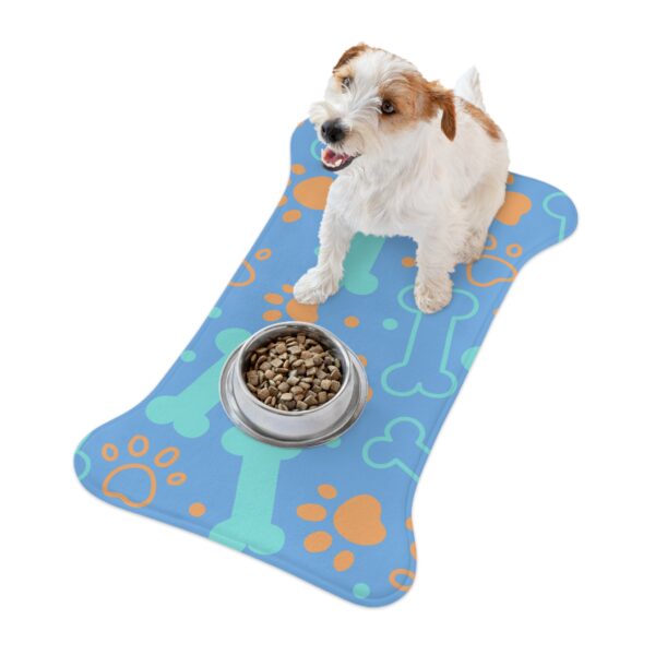 Colorful Dog Feeding Mats with Fun Bones & Paws Design-Light Blue - Image 7