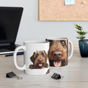 Wirehaired Pointing Griffon  11oz white ceramic mug exudes a cozy and warm vibe.