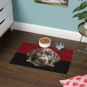 Weimaraner Dog Food Mat (12x18)  -Garnet/Black