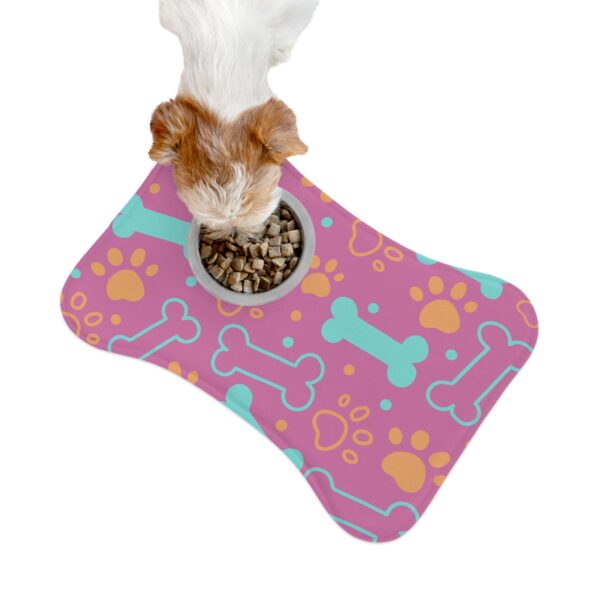 Colorful Pet Feeding Mats with Fun Bones & Paws Design-Light Pink - Image 3