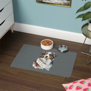 Australian Shepard Dog Feeding Mat (12x18) - Dark Grey