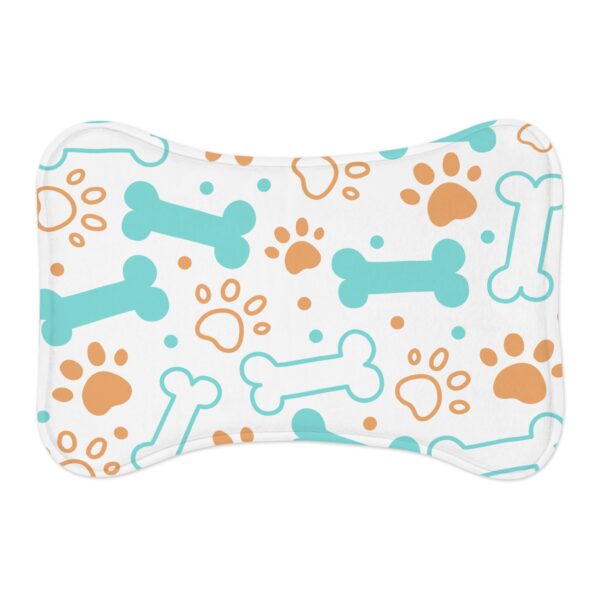 Colorful Pet Feeding Mats with Fun Bones & Paws Design - White - Image 2