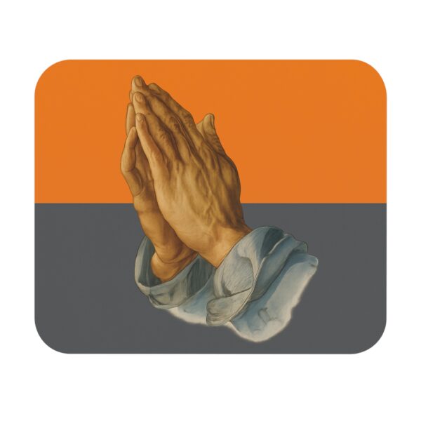 Praying Hands Orange/Gray  Mouse Pad - Cute Pet Design for Dog Lovers - Image 2