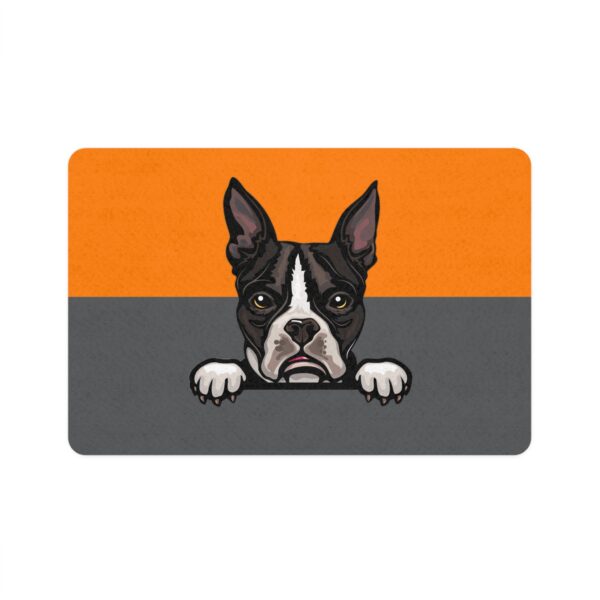 Boston Terrier Pet Food Mat (12x18)  -Orange/Smokey - Image 2