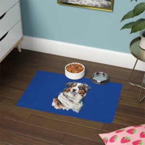 Australian Shepard Pet Food Mat (12x18) - Dark Blue