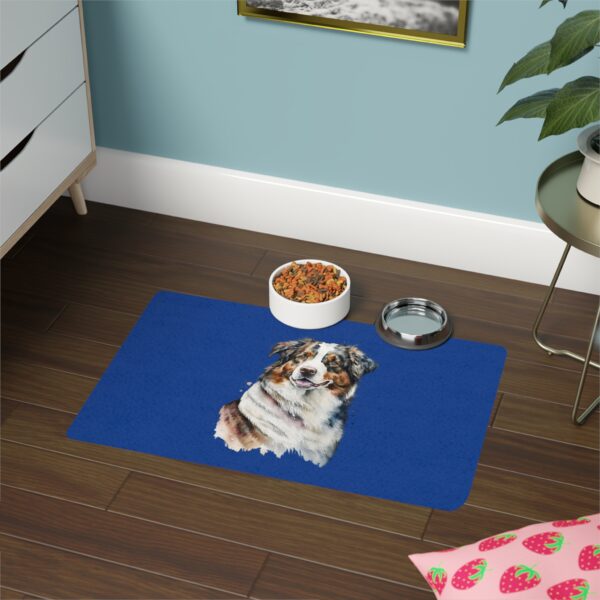 Australian Shepard Pet Food Mat (12x18) - Dark Blue