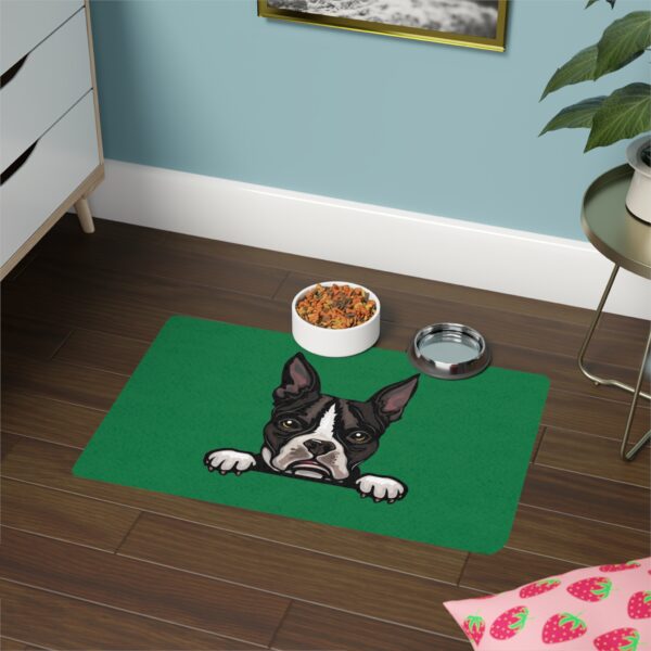 Boston Terrier Dog Feeding Mat (12x18) - Dark Green - Image 4