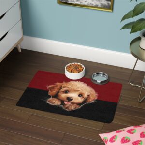 Poodle Dog Food Mat (12x18)  -Garnet/Black