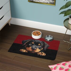 Rottweiler Dog Food Mat (12x18)  -Garnet/Black