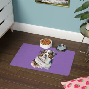 Australian Shepard Pet Food Mat (12x18) - Light Purple