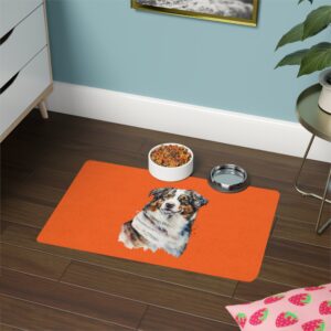 Australian Shepard Pet Food Mat (12x18) - Orange