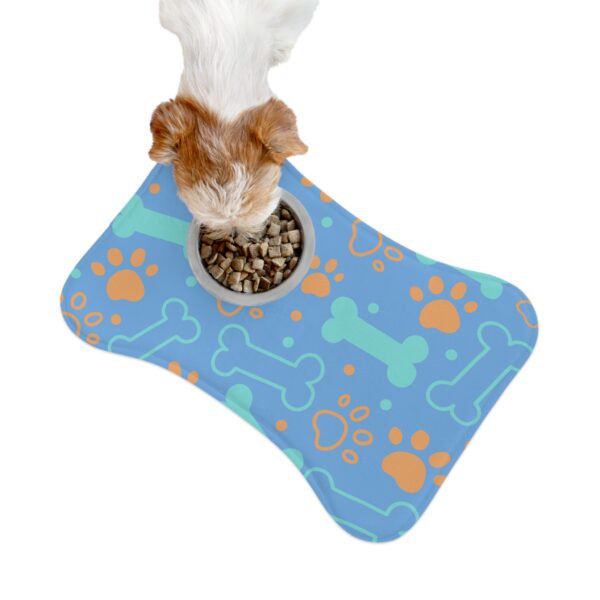 Colorful Dog Feeding Mats with Fun Bones & Paws Design-Light Blue - Image 4