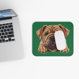 Shar Pei Mouse Pad -Dark Green Cute Pet Design for Dog Lovers