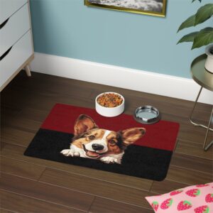 Cardigan Welsh Corgi Dog Food Mat (12x18)  -Garnet/Black