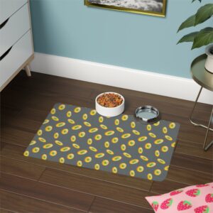 Vibrant Pet Food Mat - 12x18 Non-Slip Design for Cats and Dogs-Dark Grey