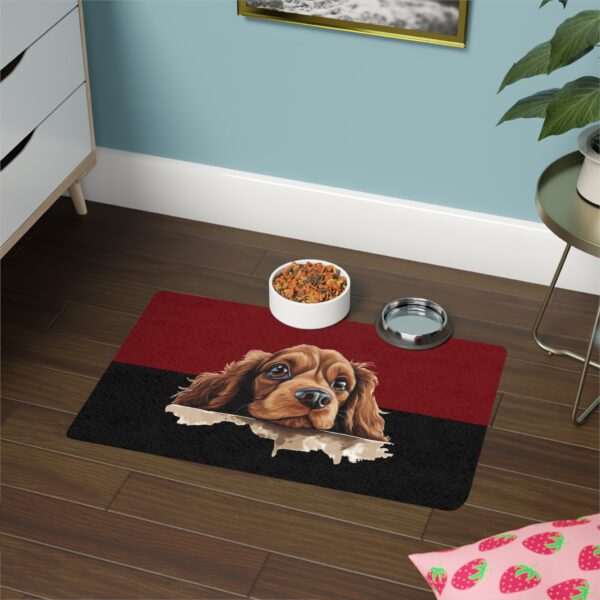 Cocker Spaniel Pet Food Mat (12x18)  -Garnet/Black