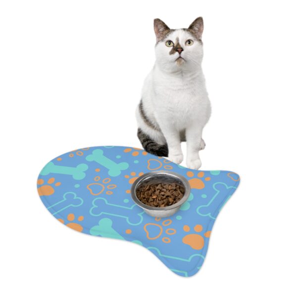 Colorful Dog Feeding Mats with Fun Bones & Paws Design-Light Blue - Image 2