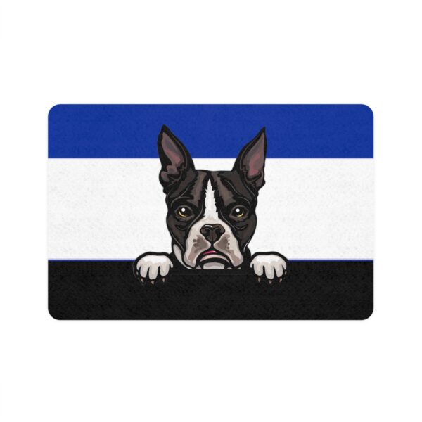 Boston Terrier Pet Food Mat (12x18) - Blue/White/Black - Image 2