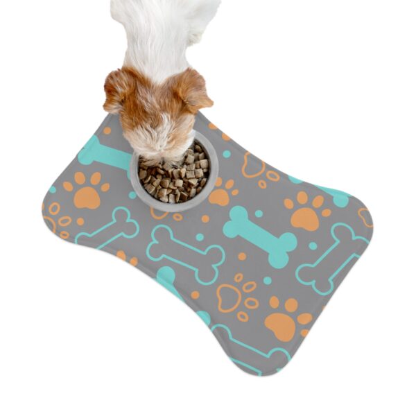 Colorful Pet Feeding Mats with Fun Bones & Paws Design-Grey - Image 3