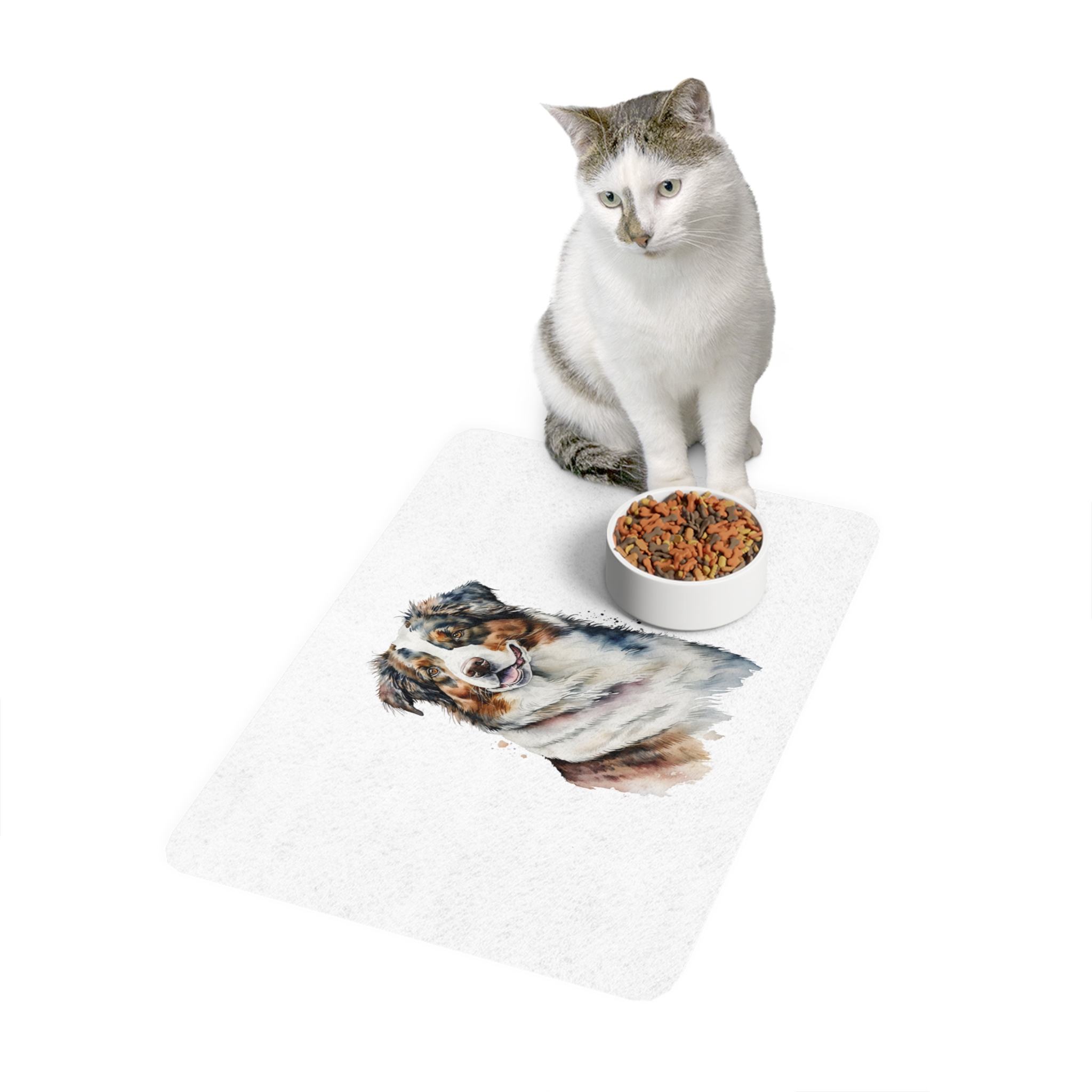 Australian Shepard Dog Feeding Mat (12x18) - White - Image 4