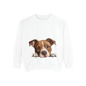 American Staffordshire Unisex Garment-Dyed Sweatshirt, Pet Owner Gift, Cozy Apparel for Animal Lovers, Unique Sweatshirt Design, Perfect for Fall