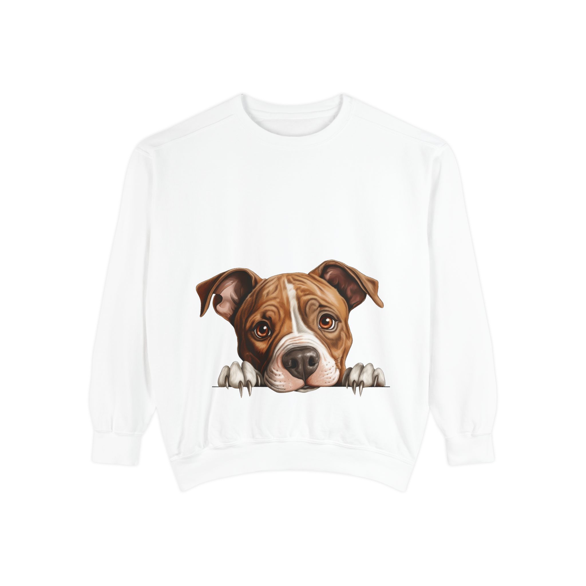 American Staffordshire Unisex Garment-Dyed Sweatshirt, Pet Owner Gift, Cozy Apparel for Animal Lovers, Unique Sweatshirt Design, Perfect for Fall