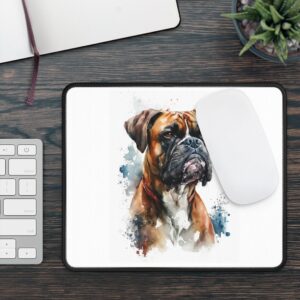 Artistic Boxer Dog Gaming Mouse Pad, Personalized Gamer Gift, Dog Lover's Desk Decor, Unique Animal Mouse Mat, Pet-Themed Office Supply