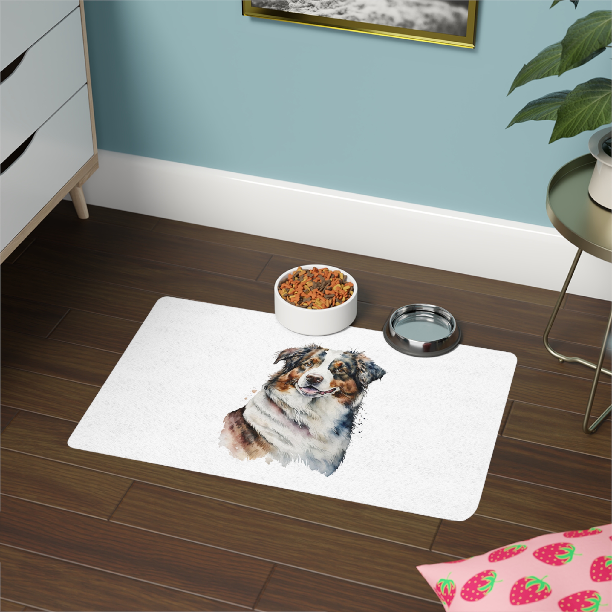 Australian Shepard Dog Feeding Mat (12x18) - White