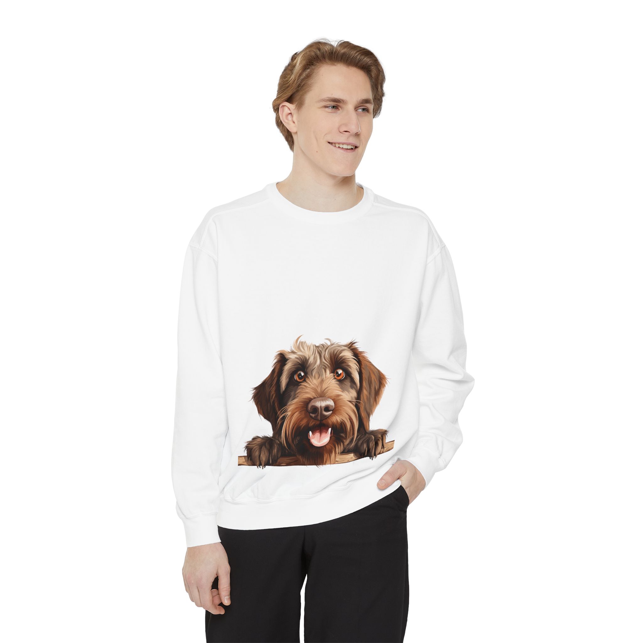 Wirehaired Pointer Griffon Unisex Garment-Dyed Sweatshirt - Image 3