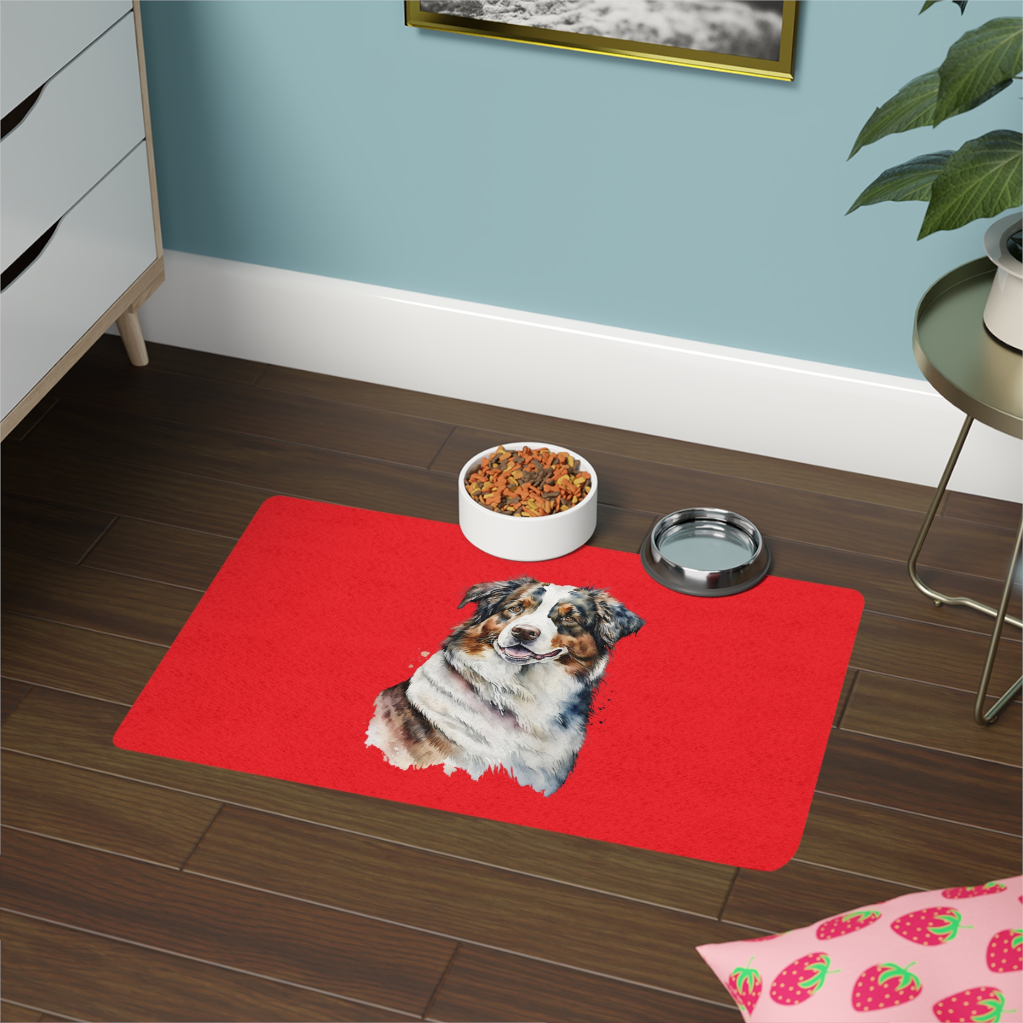 Australian Shepard Dog Feeding Mat (12x18) - Red