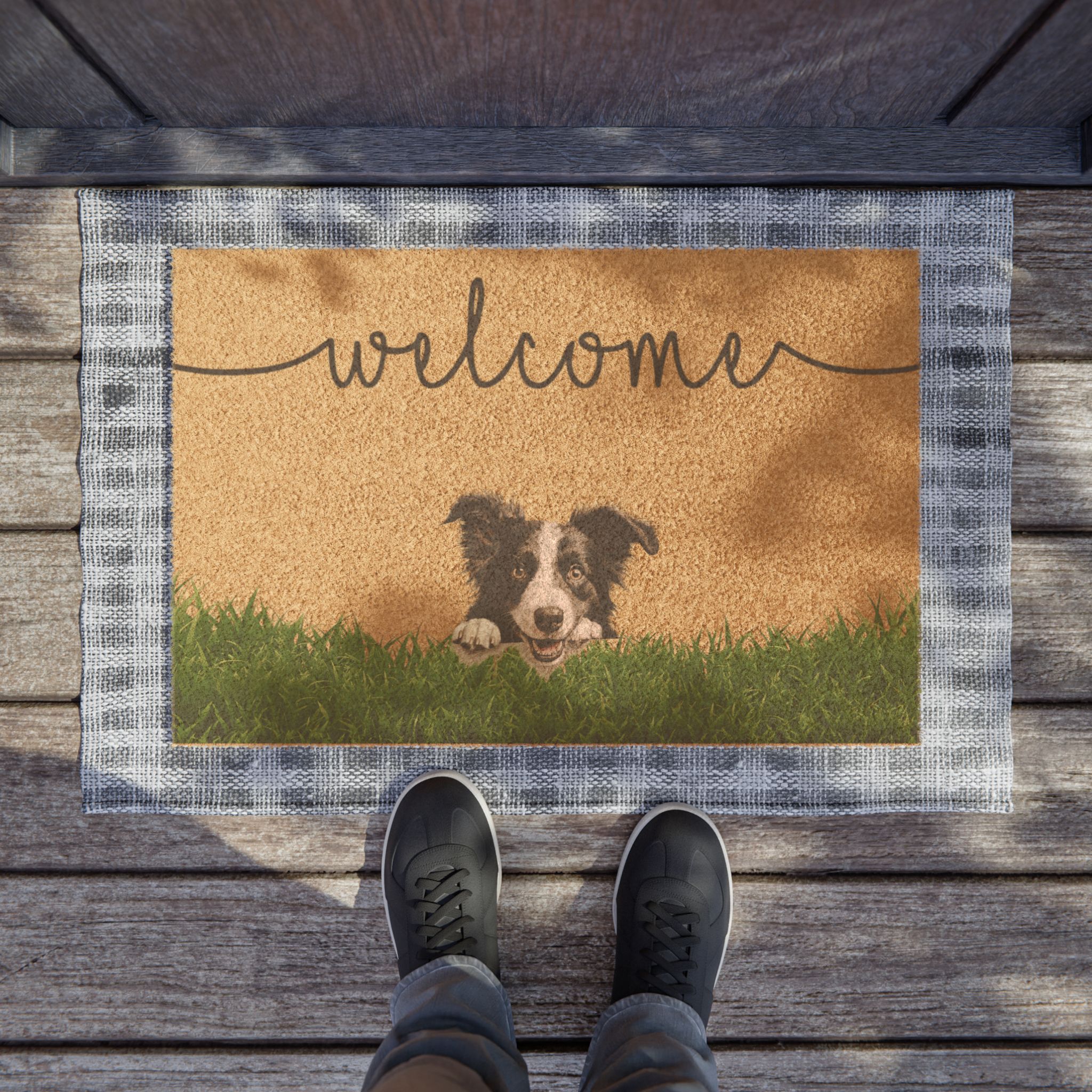 Welcome Border Collie Doormat — Cute Dog Welcome Mat for Dog Lovers, Front Door Entry Rug - Image 4