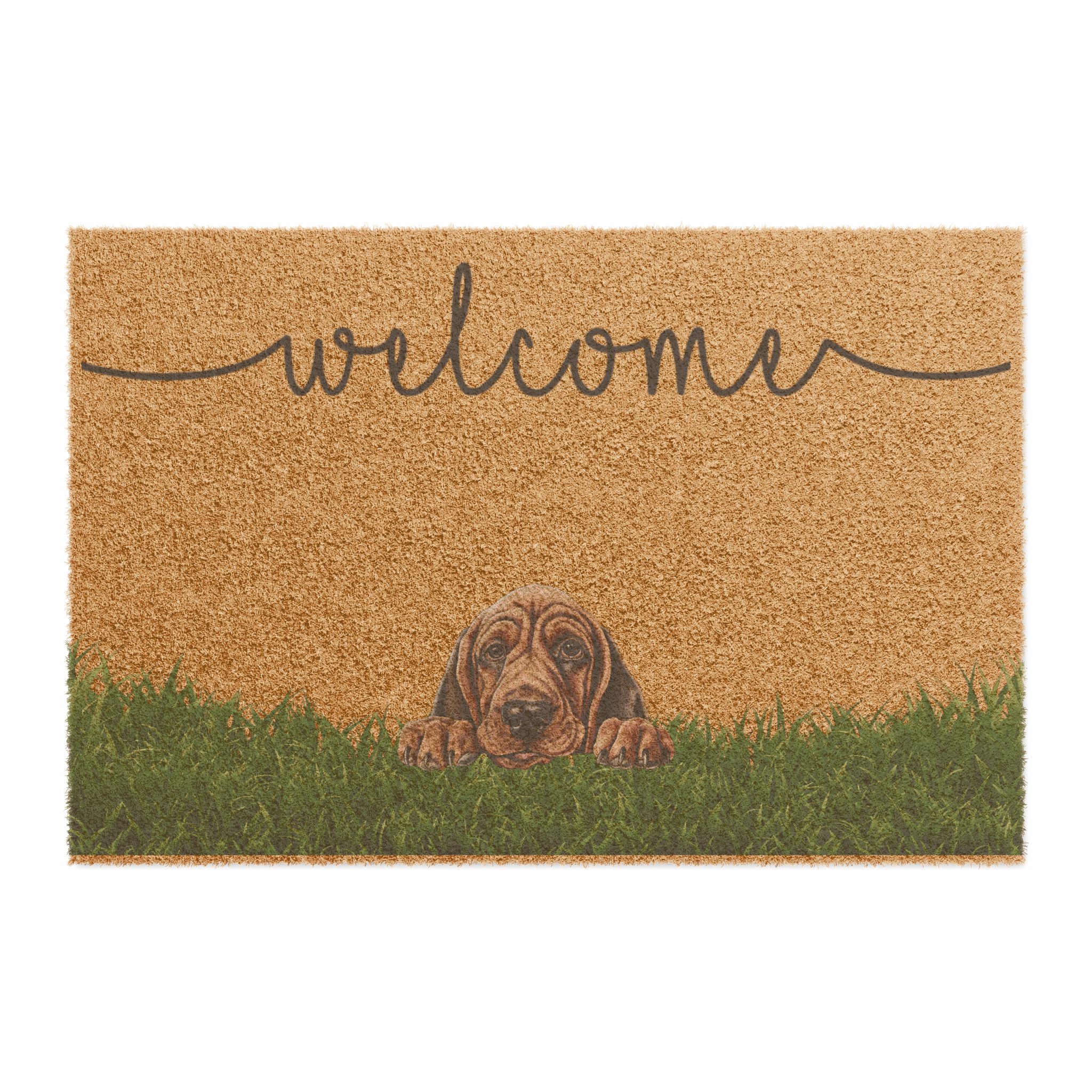 Bloodhound Welcome Doormat – Cute Dog Welcome Mat with Grass Border - Image 2