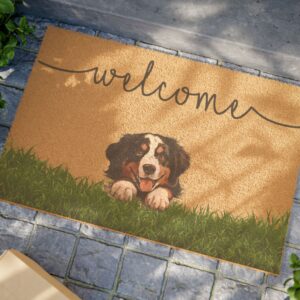 Welcome Bernese Mountain Dog Doormat — Cute Puppy Welcome Mat for Dog Lovers